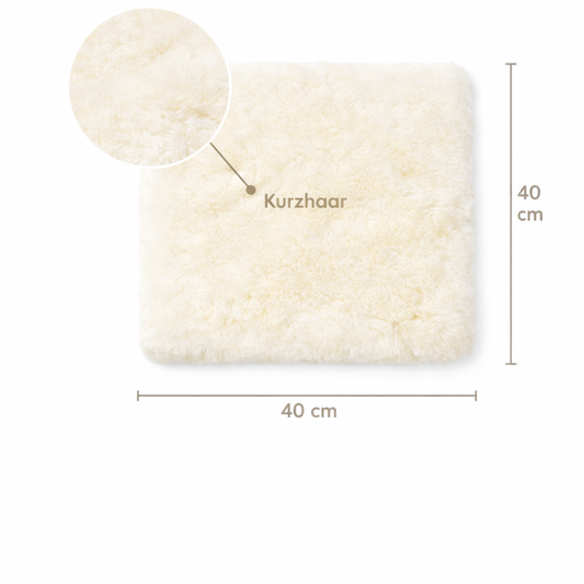 Naturasan Sitzkissen aus echtem Merino-Lammfell (40×40 cm, Weiss)