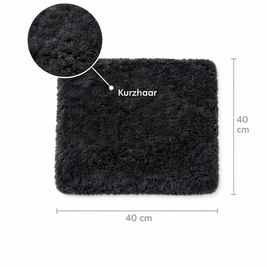 Naturasan Sitzkissen | Stuhlkissen echtem Merino-Lammfell | 40×40 cm | Schwarz