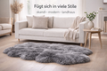 Lammfellteppich Quadro Grau | Handgefertigt aus 4 Neuseeland-Lammfellen | Hochflor
