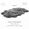 Lammfellteppich Quadro Grau | Handgefertigt aus 4 Neuseeland-Lammfellen | Hochflor