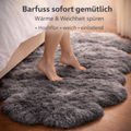 Lammfellteppich Quadro Grau | Handgefertigt aus 4 Neuseeland-Lammfellen | Hochflor