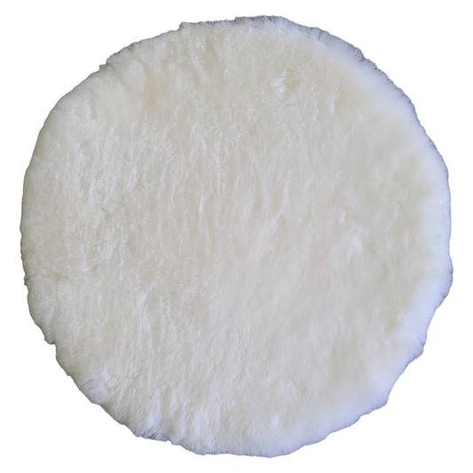 Naturasan Sitzkissen | Stuhlkissen echtem Merino-Lammfell | Rund | Durchmesser 38 cm | Weiss