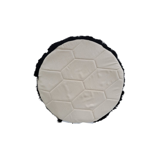 Naturasan Sitzkissen | Stuhlkissen echtem Merino-Lammfell | Rund | Durchmesser 38 cm | Schwarz