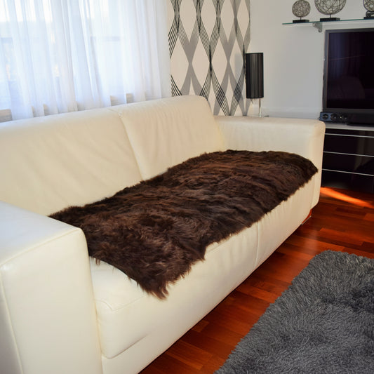 Sofa Leder weiss mit braunem Fell ohne Kissen