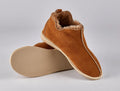 Lambskin slippers with leather sole, special edition, HS-07, cognac/white 