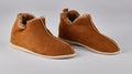 Lambskin slippers with leather sole, special edition, HS-07, cognac/white 